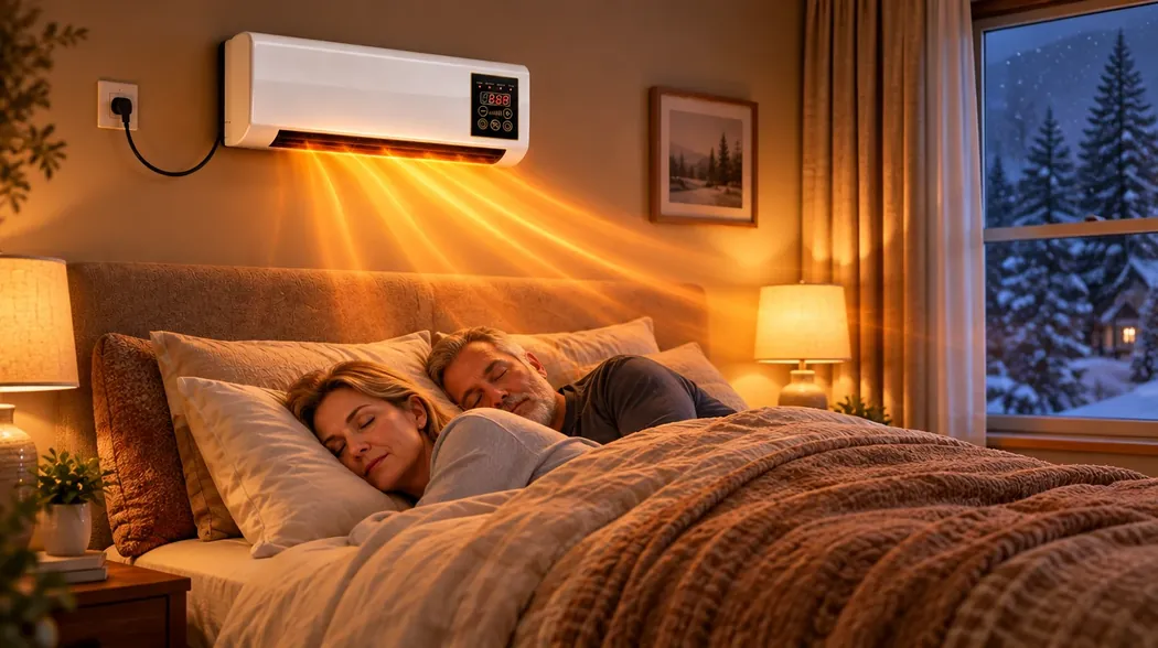 Power Heat Pro mounted above a bed in a warm bedroom